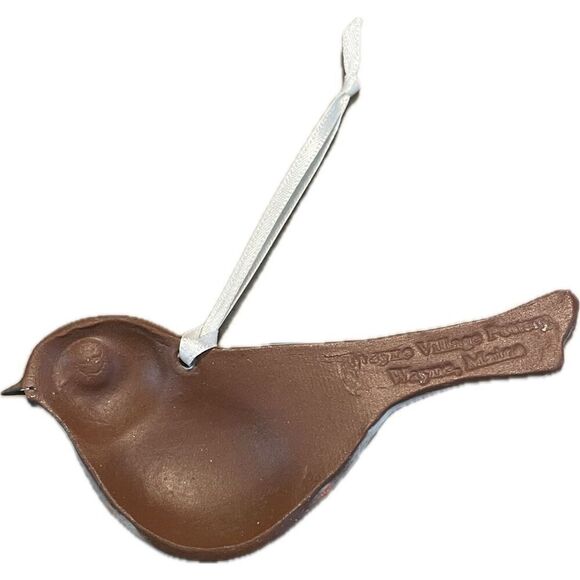 Wayne Village Pottery Bluebird Hanging Ornament  Blue Brown Maine Clay 5"x3" - Picture 3 of 6